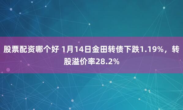 股票配资哪个好 1月14日金田转债下跌1.19%，转股溢价率28.2%